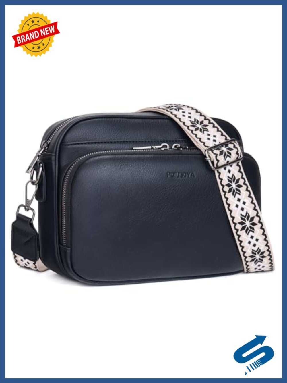 Vegan Leather Crossbody Bag with RFID Wallet and Phone Pocket